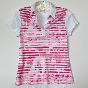 Callaway Women's Pink and White Striped Golf Shirt